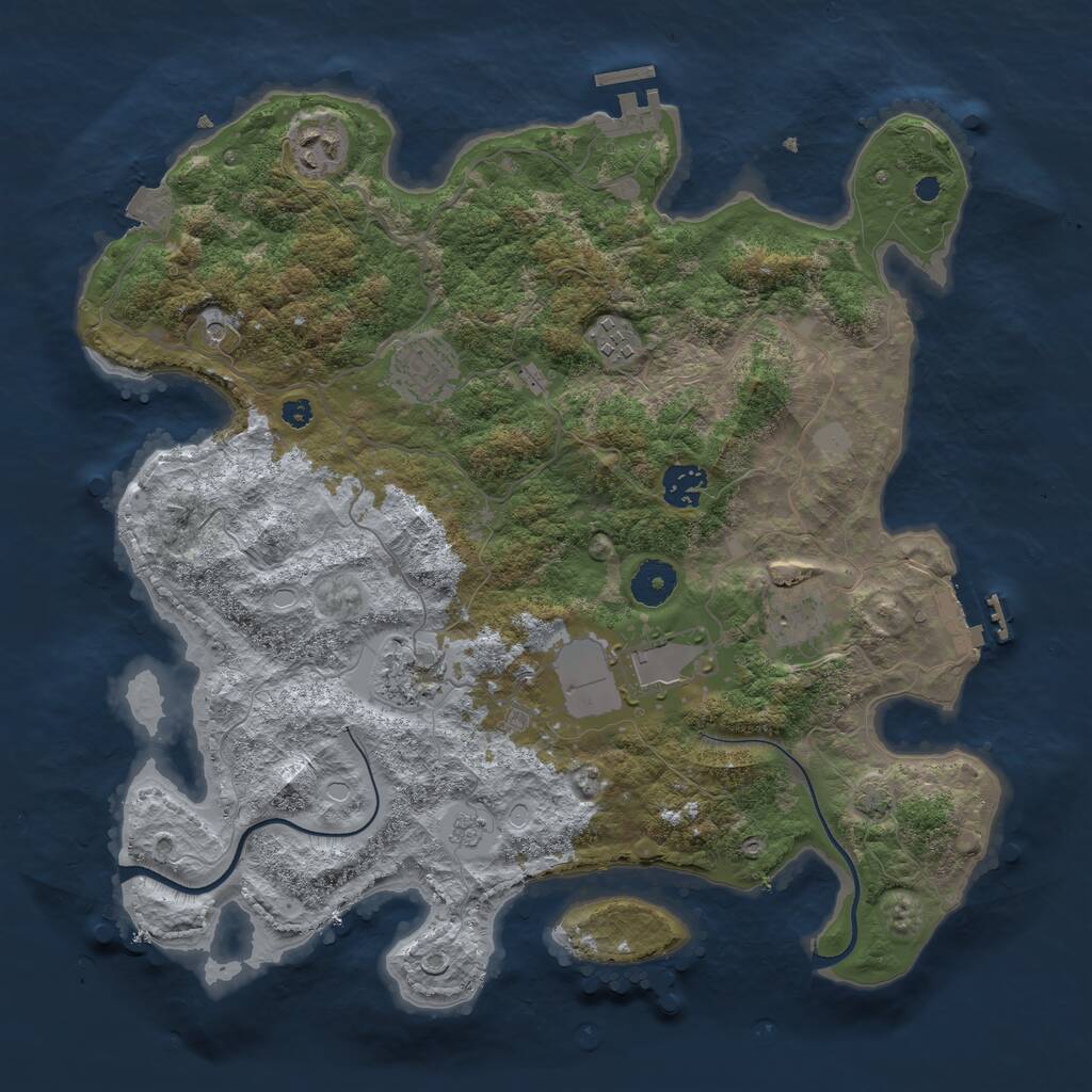 Rust Map: Procedural Map, Size: 3650, Seed: 19693580, 13 Monuments