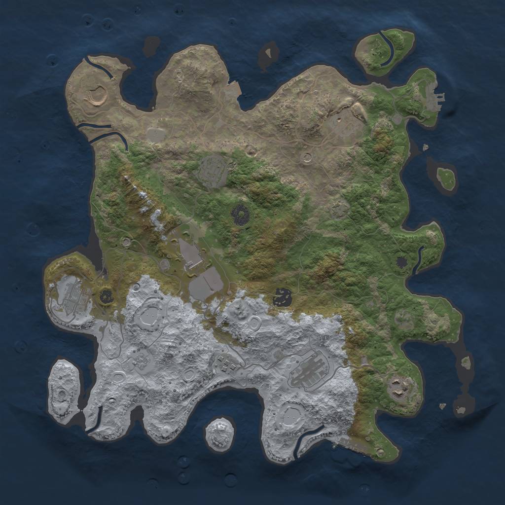 Rust Map: Procedural Map, Size: 3800, Seed: 54035783, 17 Monuments