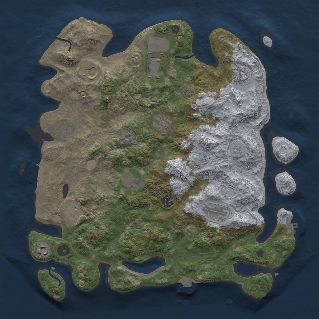 Rust Map: Procedural Map, Size: 3950, Seed: 22663330, 18 Monuments
