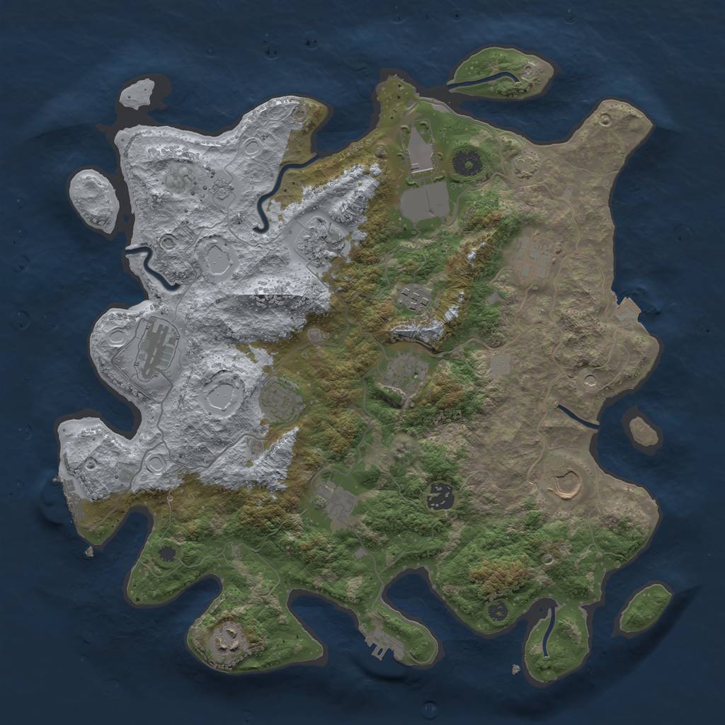 Rust Map: Procedural Map, Size: 3850, Seed: 87195427, 19 Monuments