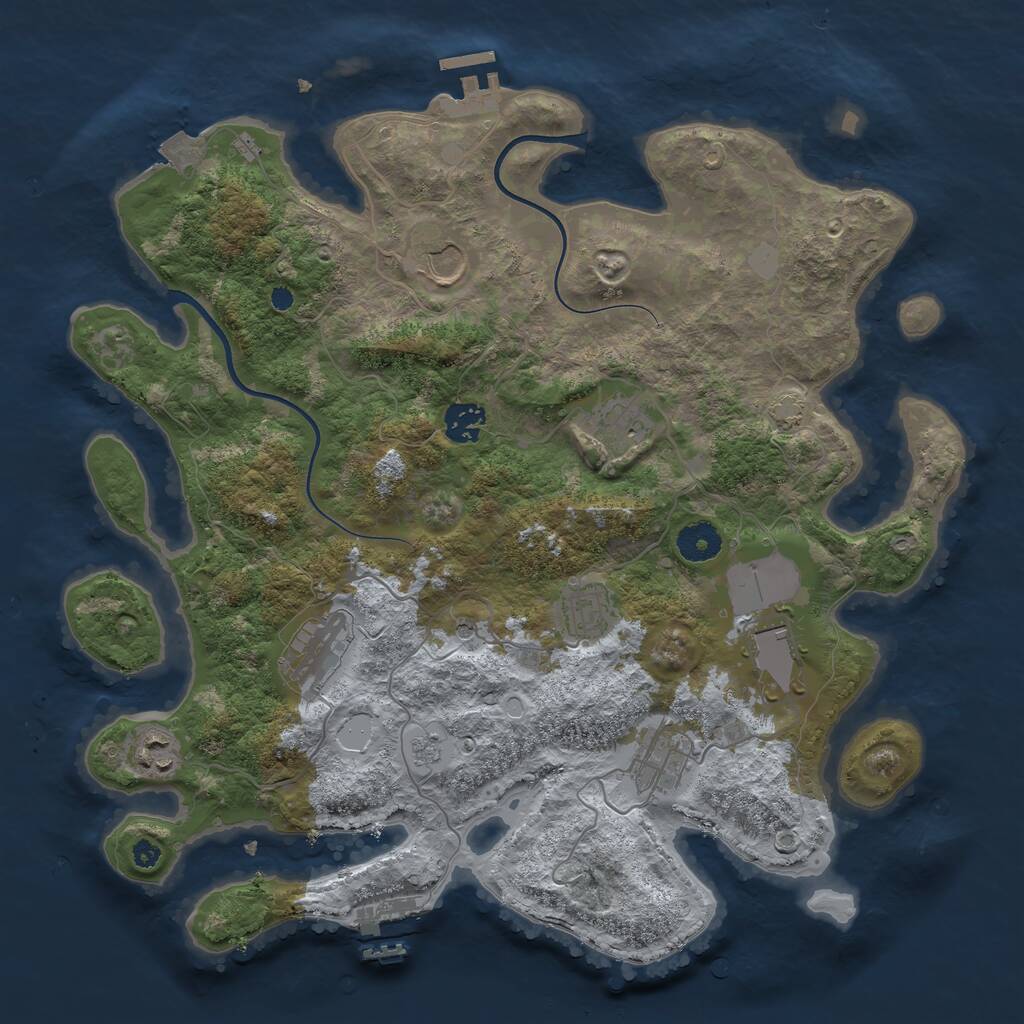 Rust Map: Procedural Map, Size: 3700, Seed: 11078639, 14 Monuments
