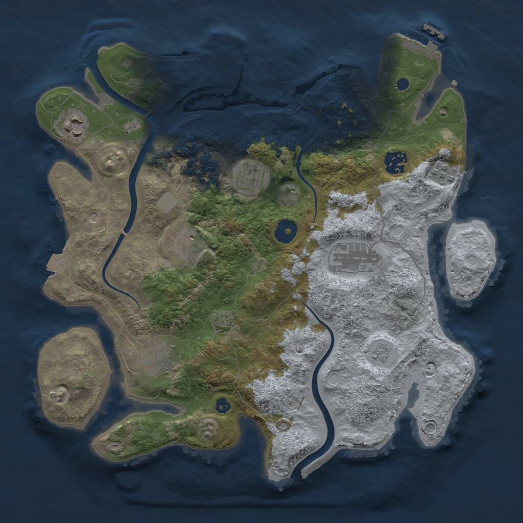 Rust Map: Procedural Map, Size: 3400, Seed: 20543665, 13 Monuments