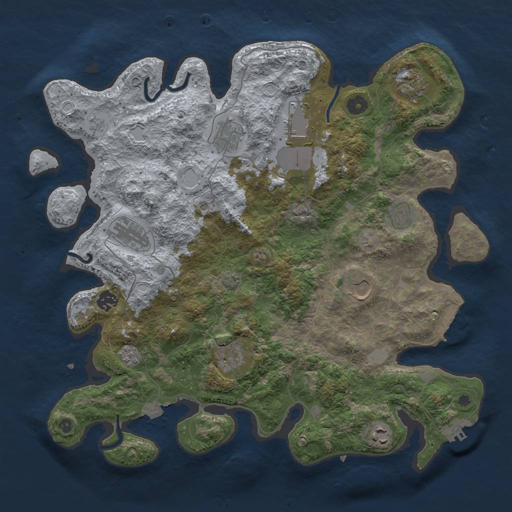 Rust Map: Procedural Map, Size: 3900, Seed: 22386259, 18 Monuments