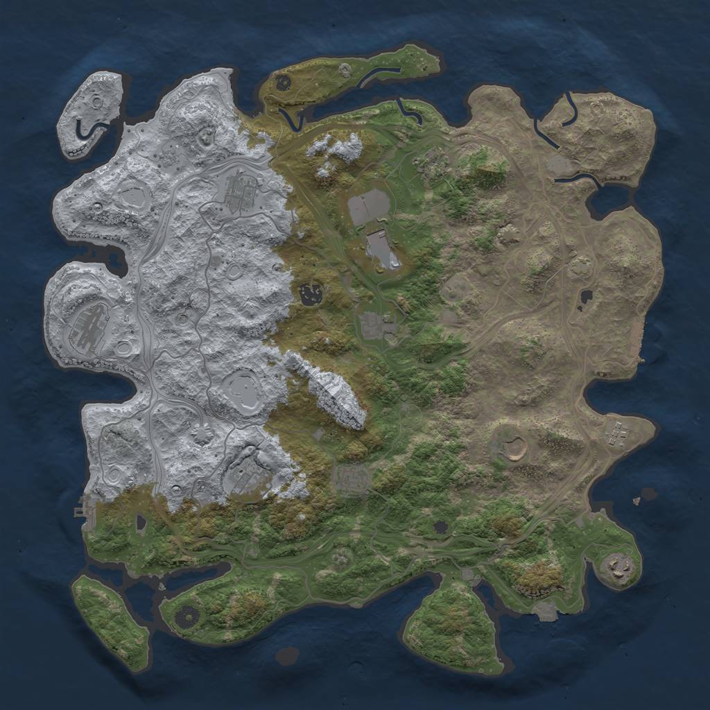 Rust Map: Procedural Map, Size: 4500, Seed: 377516863, 19 Monuments