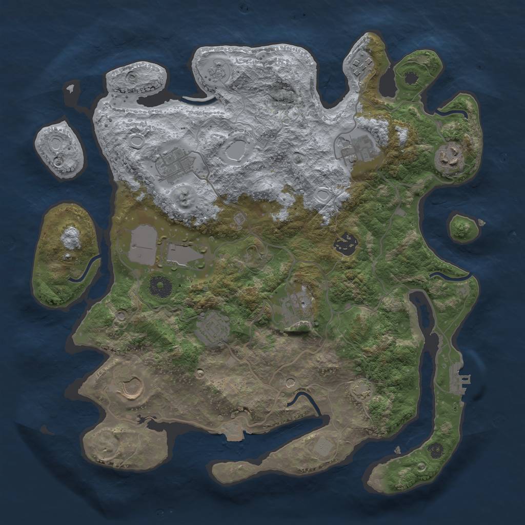 Rust Map: Procedural Map, Size: 3500, Seed: 802236472, 16 Monuments