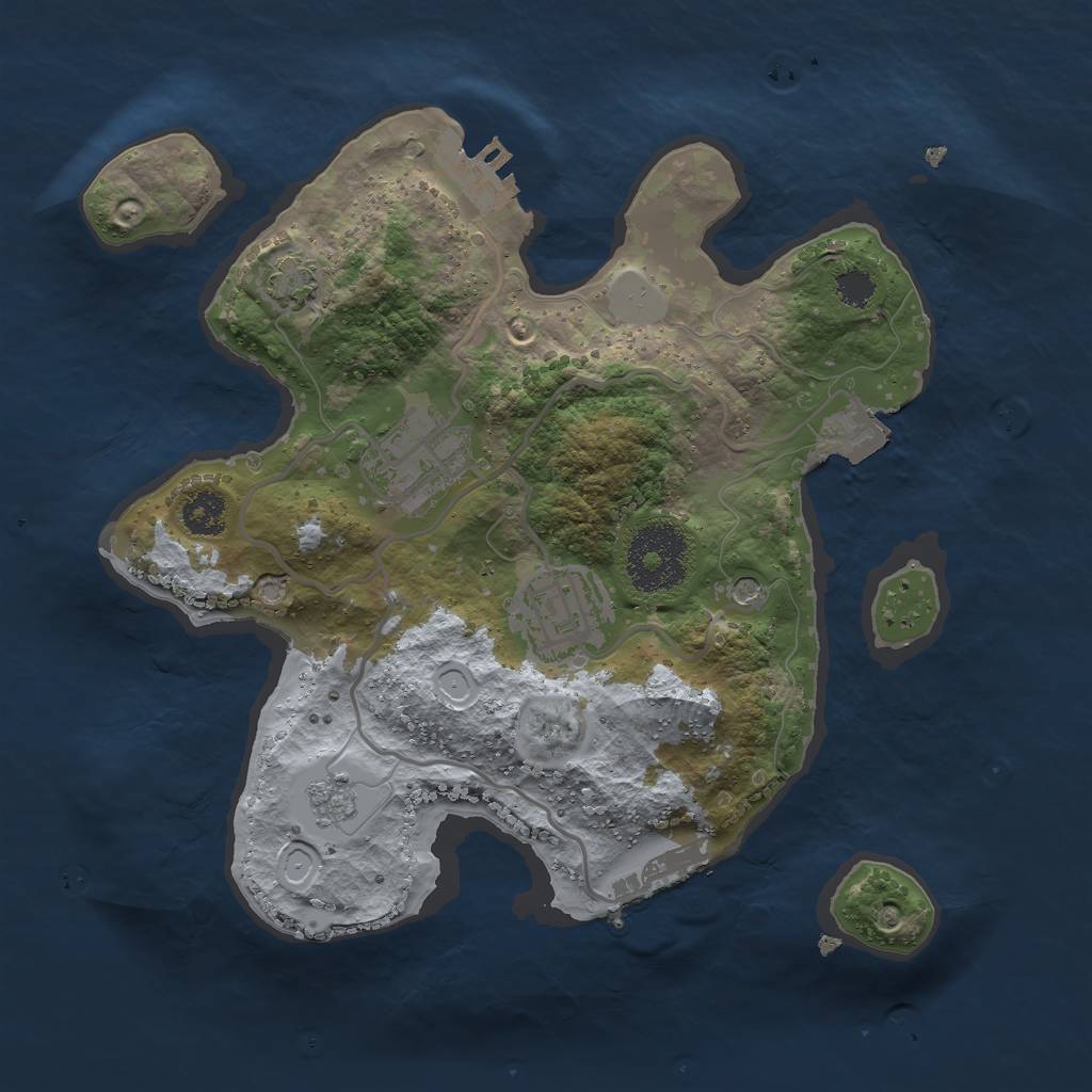 Rust Map: Procedural Map, Size: 2500, Seed: 27216537, 10 Monuments