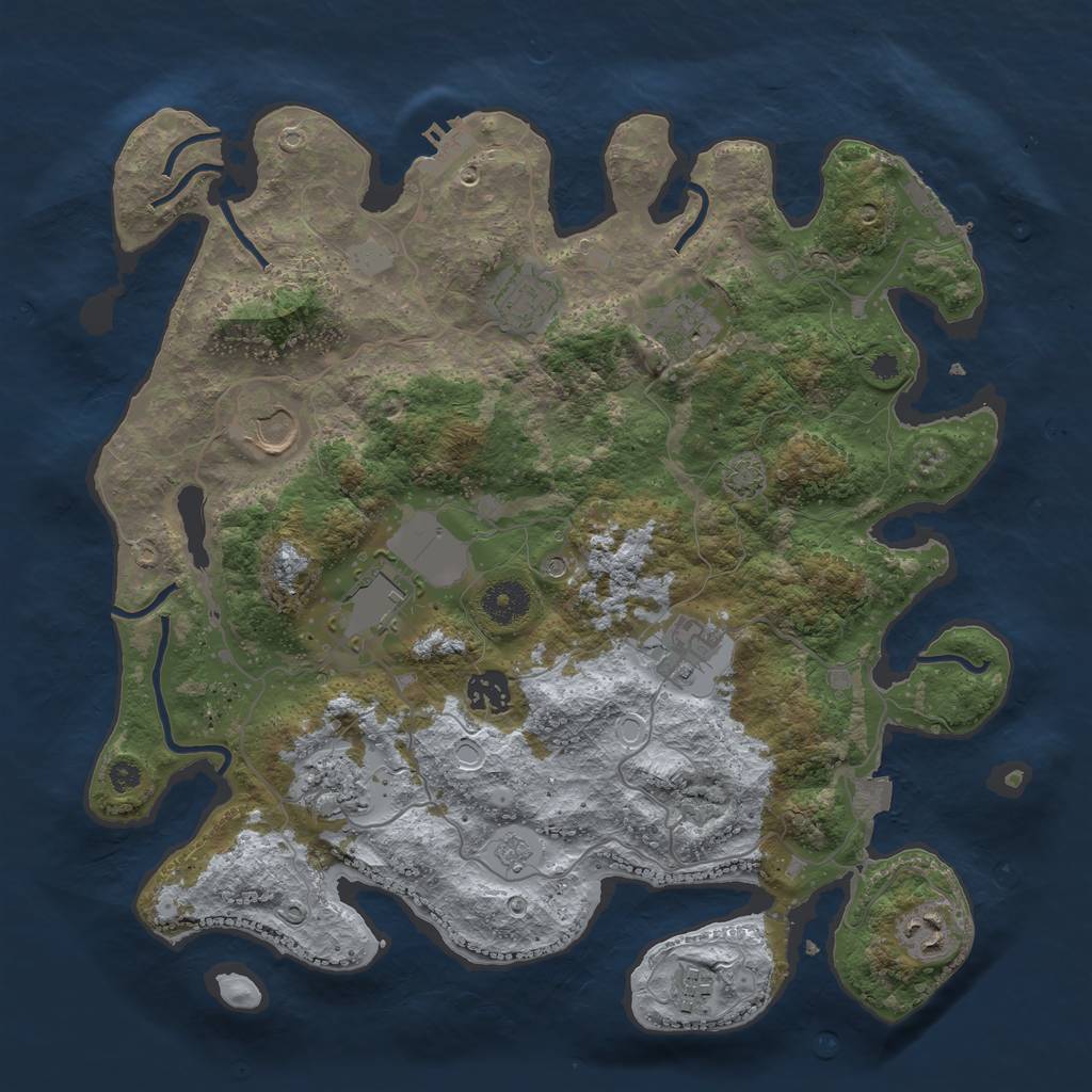 Rust Map: Procedural Map, Size: 3650, Seed: 35113267, 17 Monuments