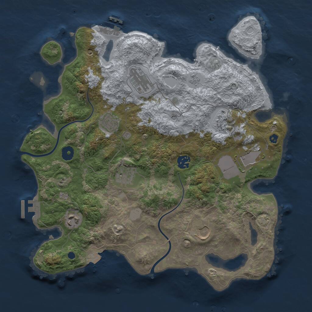 Rust Map: Procedural Map, Size: 3500, Seed: 43504723, 14 Monuments