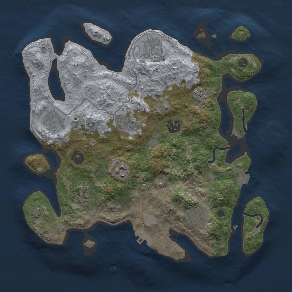 Rust Map: Procedural Map, Size: 3250, Seed: 1260204553, 15 Monuments