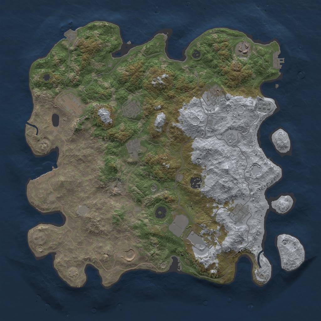 Rust Map: Procedural Map, Size: 4000, Seed: 1090097508, 18 Monuments