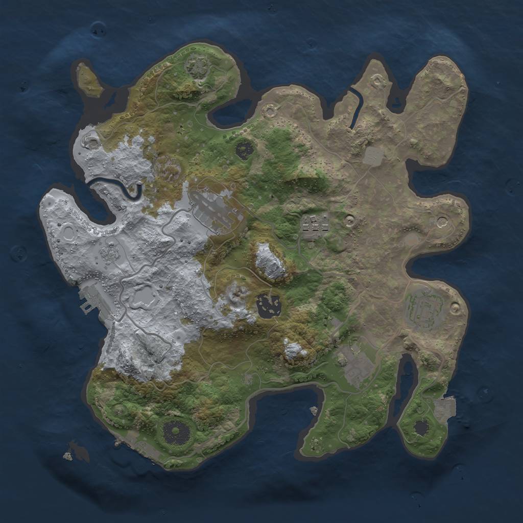 Rust Map: Procedural Map, Size: 3000, Seed: 641237, 13 Monuments