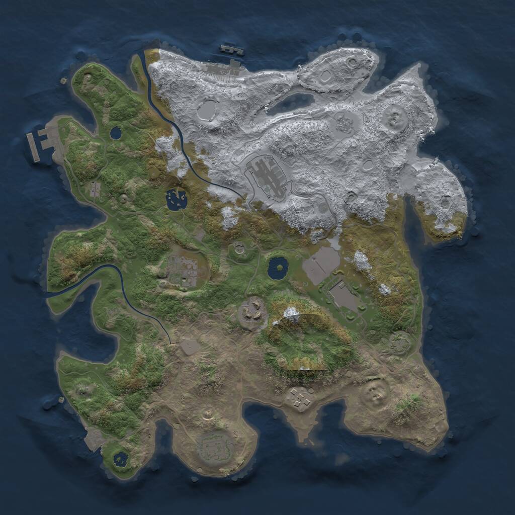 Rust Map: Procedural Map, Size: 3500, Seed: 21999, 13 Monuments