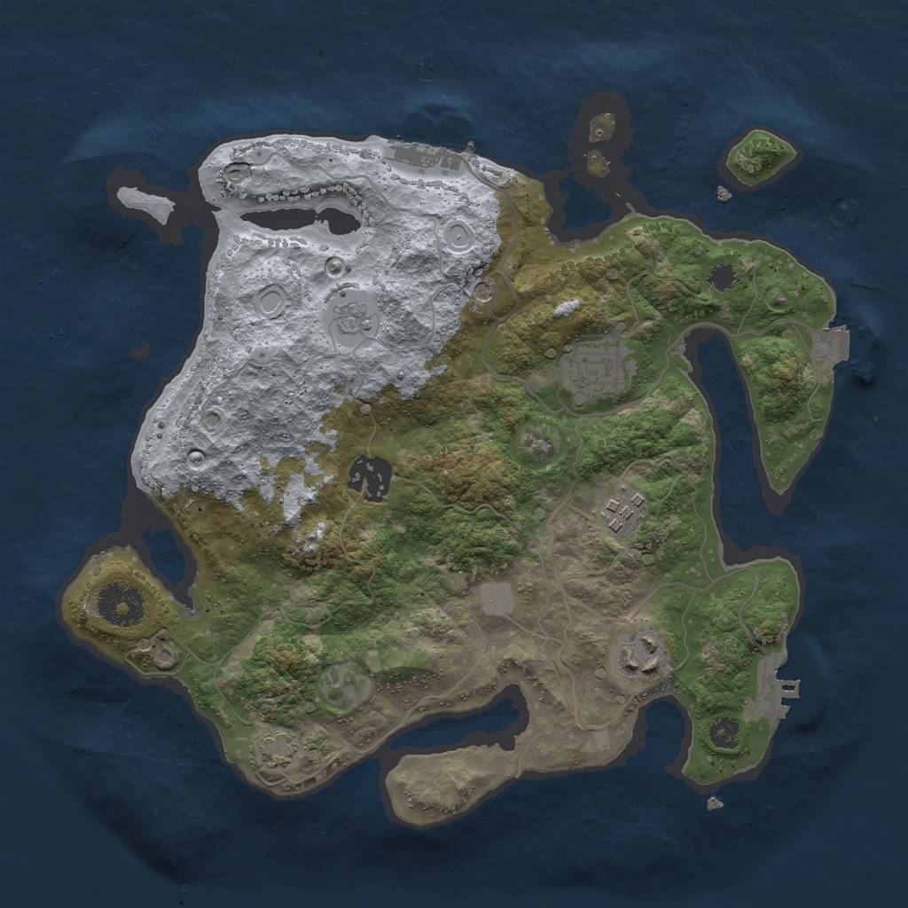 Rust Map: Procedural Map, Size: 3000, Seed: 98346757, 12 Monuments