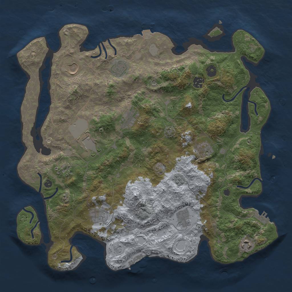 Rust Map: Procedural Map, Size: 3900, Seed: 45927674, 19 Monuments