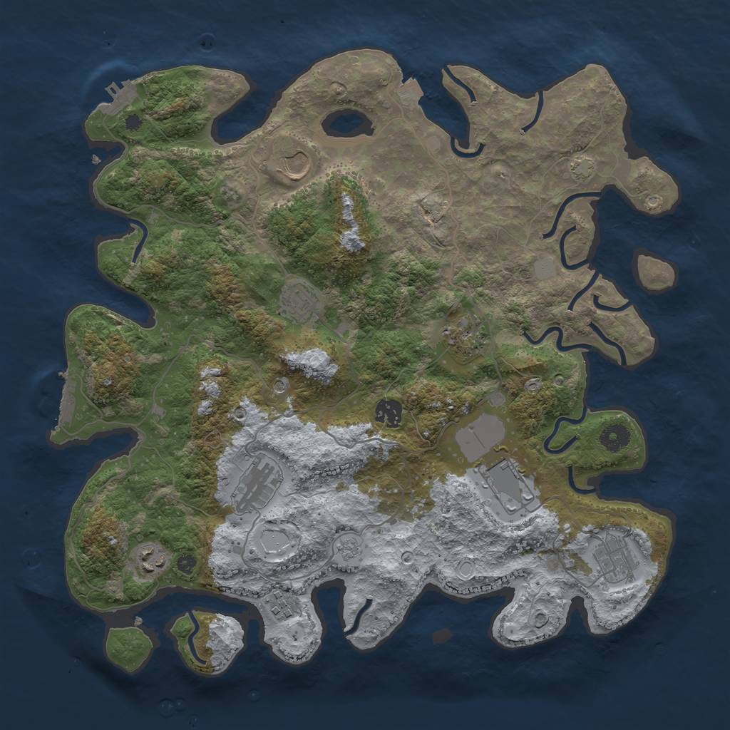 Rust Map: Procedural Map, Size: 3850, Seed: 88446411, 17 Monuments