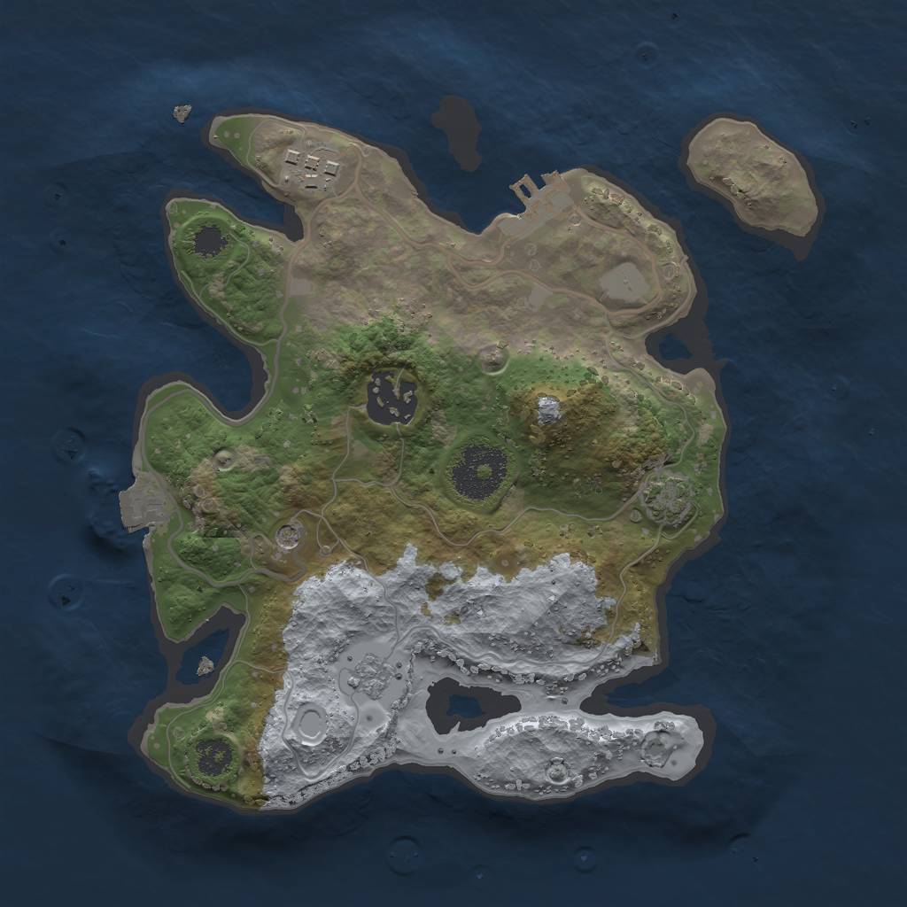 Rust Map: Procedural Map, Size: 2500, Seed: 1013012771, 9 Monuments
