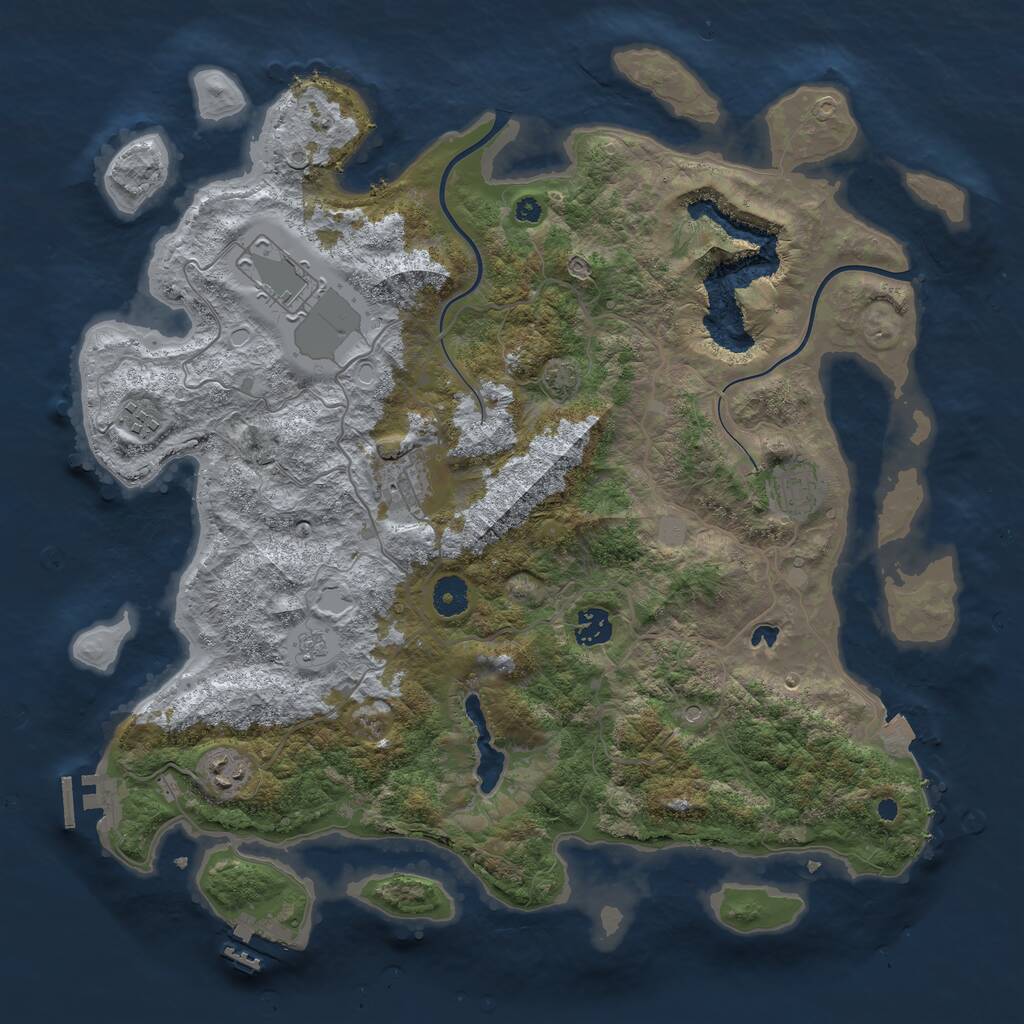 Rust Map: Procedural Map, Size: 4000, Seed: 207389599, 12 Monuments