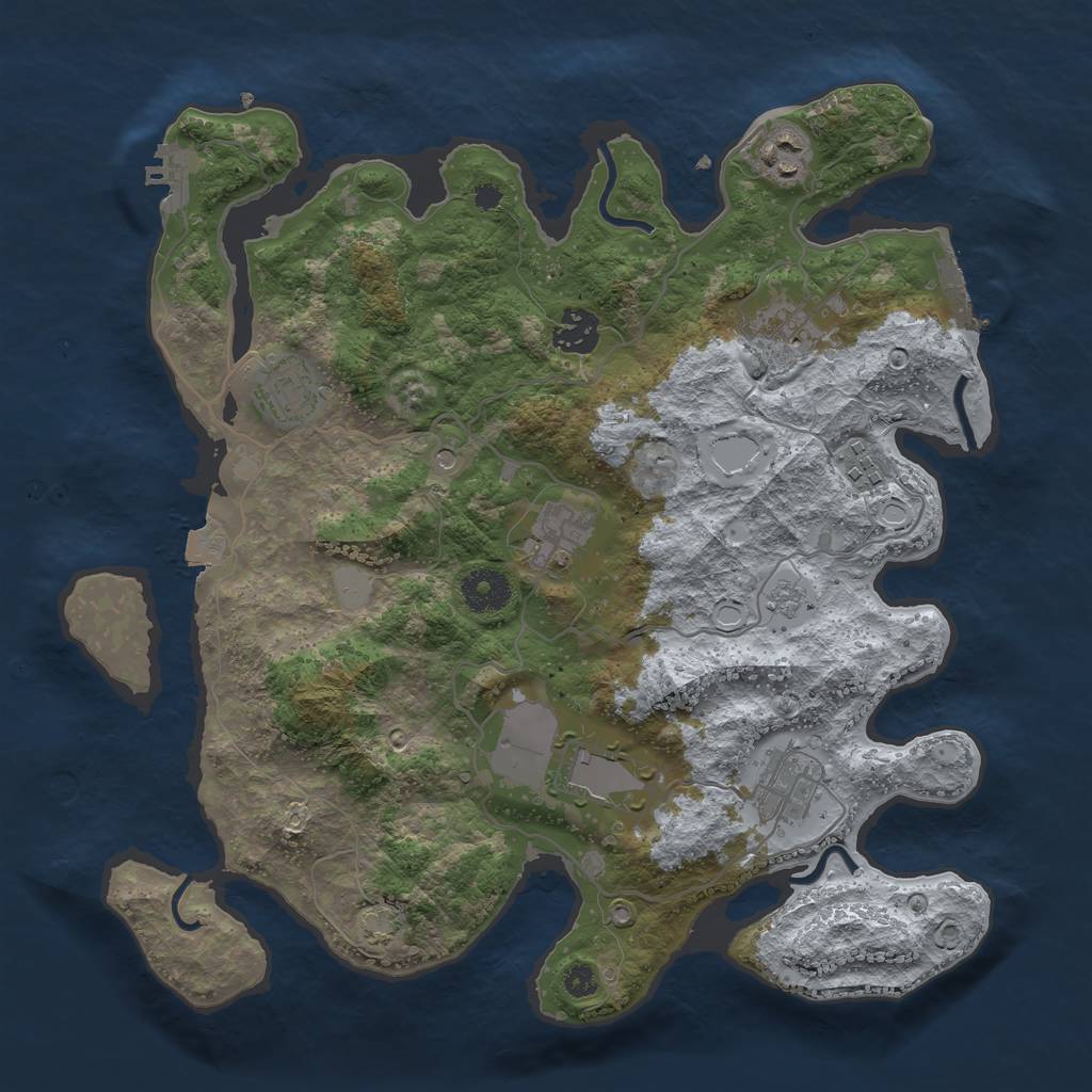 Rust Map: Procedural Map, Size: 3500, Seed: 71708809, 16 Monuments