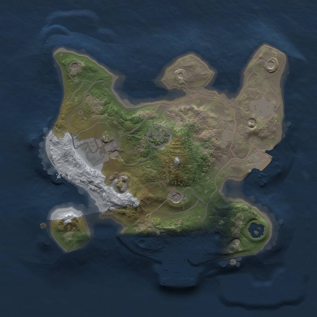 Rust Map: Procedural Map, Size: 2000, Seed: 381216635, 5 Monuments