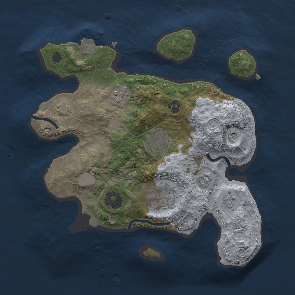 Rust Map: Procedural Map, Size: 2500, Seed: 738058517, 9 Monuments