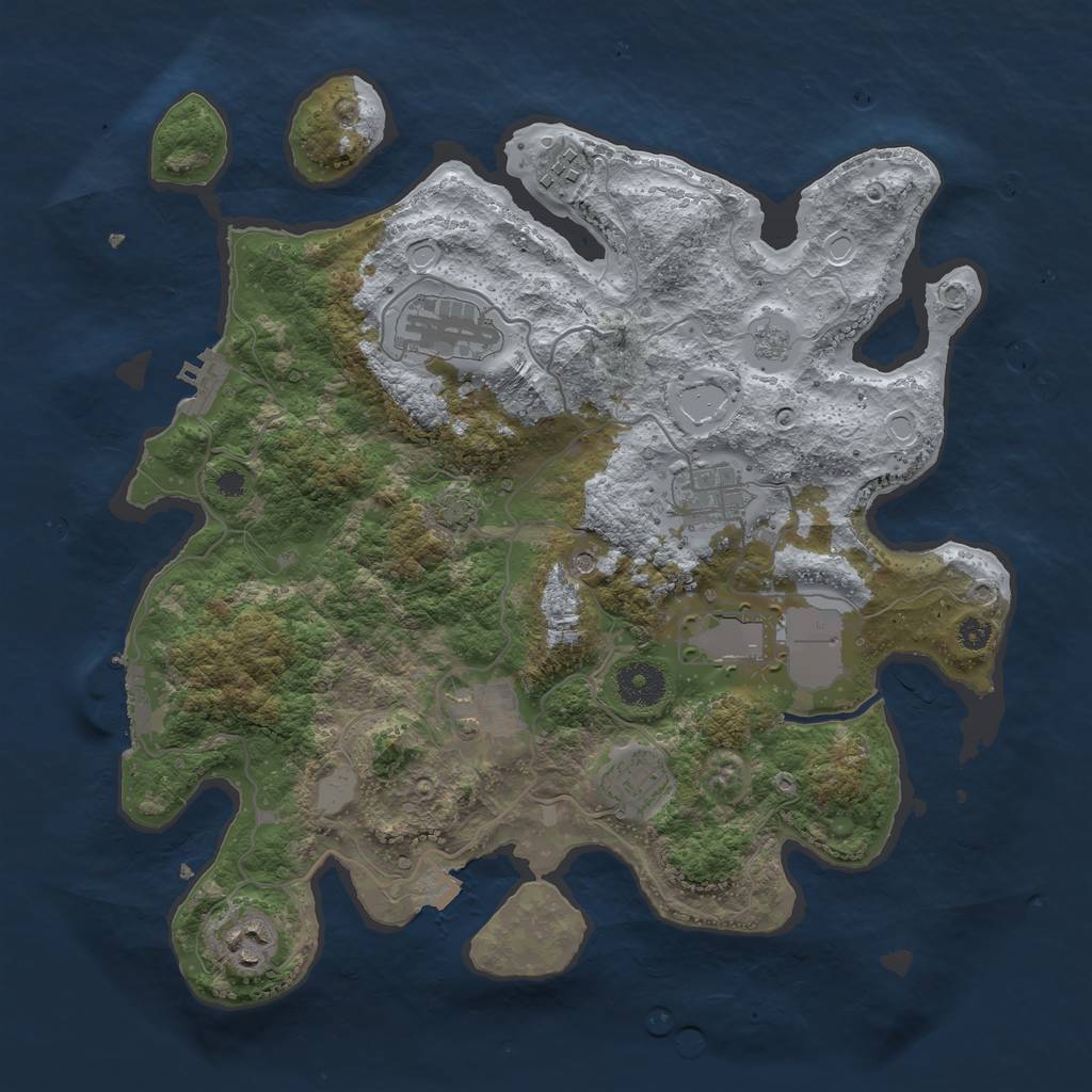 Rust Map: Procedural Map, Size: 3500, Seed: 8776018, 15 Monuments