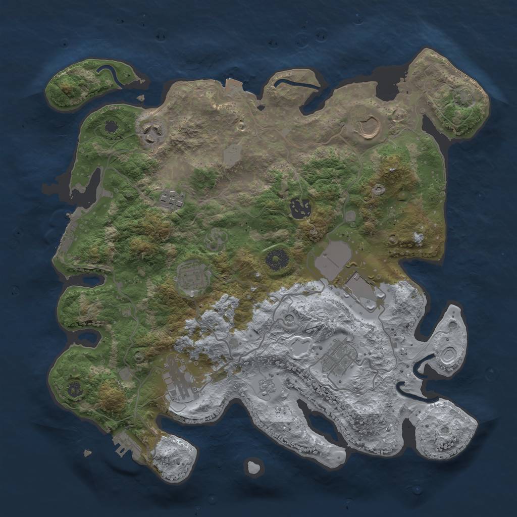 Rust Map: Procedural Map, Size: 3500, Seed: 87060, 16 Monuments