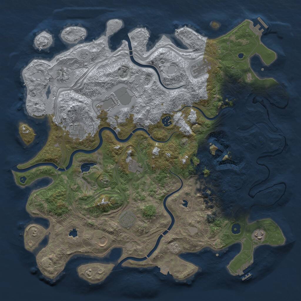 Rust Map: Procedural Map, Size: 4500, Seed: 80317033, 17 Monuments