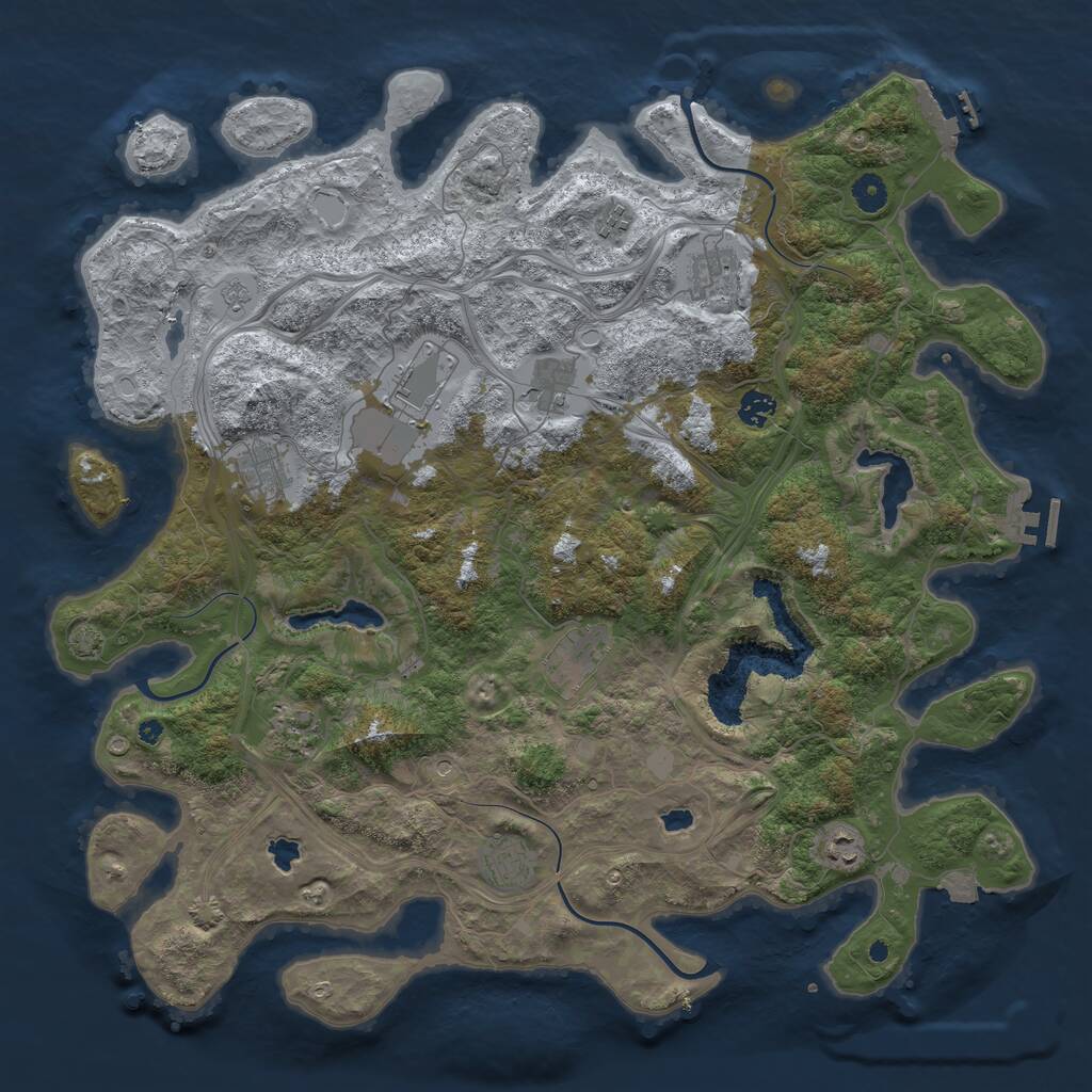 Rust Map: Procedural Map, Size: 4500, Seed: 80317033, 16 Monuments
