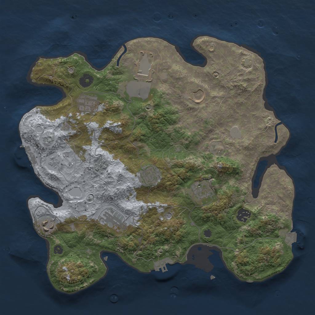 Rust Map: Procedural Map, Size: 3500, Seed: 1651733554, 17 Monuments