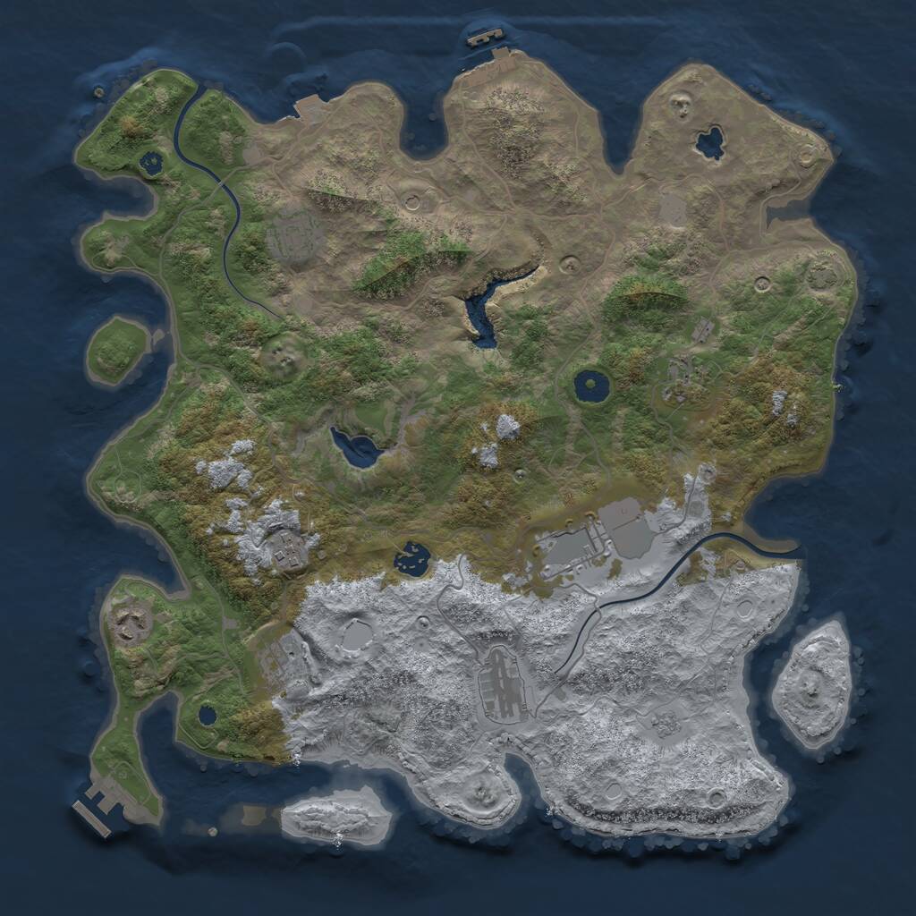 Rust Map: Procedural Map, Size: 4000, Seed: 735865539, 14 Monuments