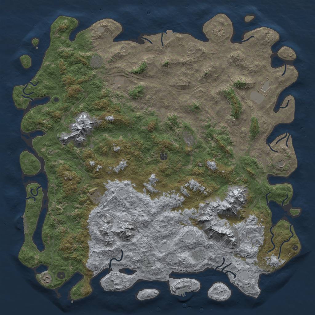 Rust Map: Procedural Map, Size: 6000, Seed: 199212290, 19 Monuments