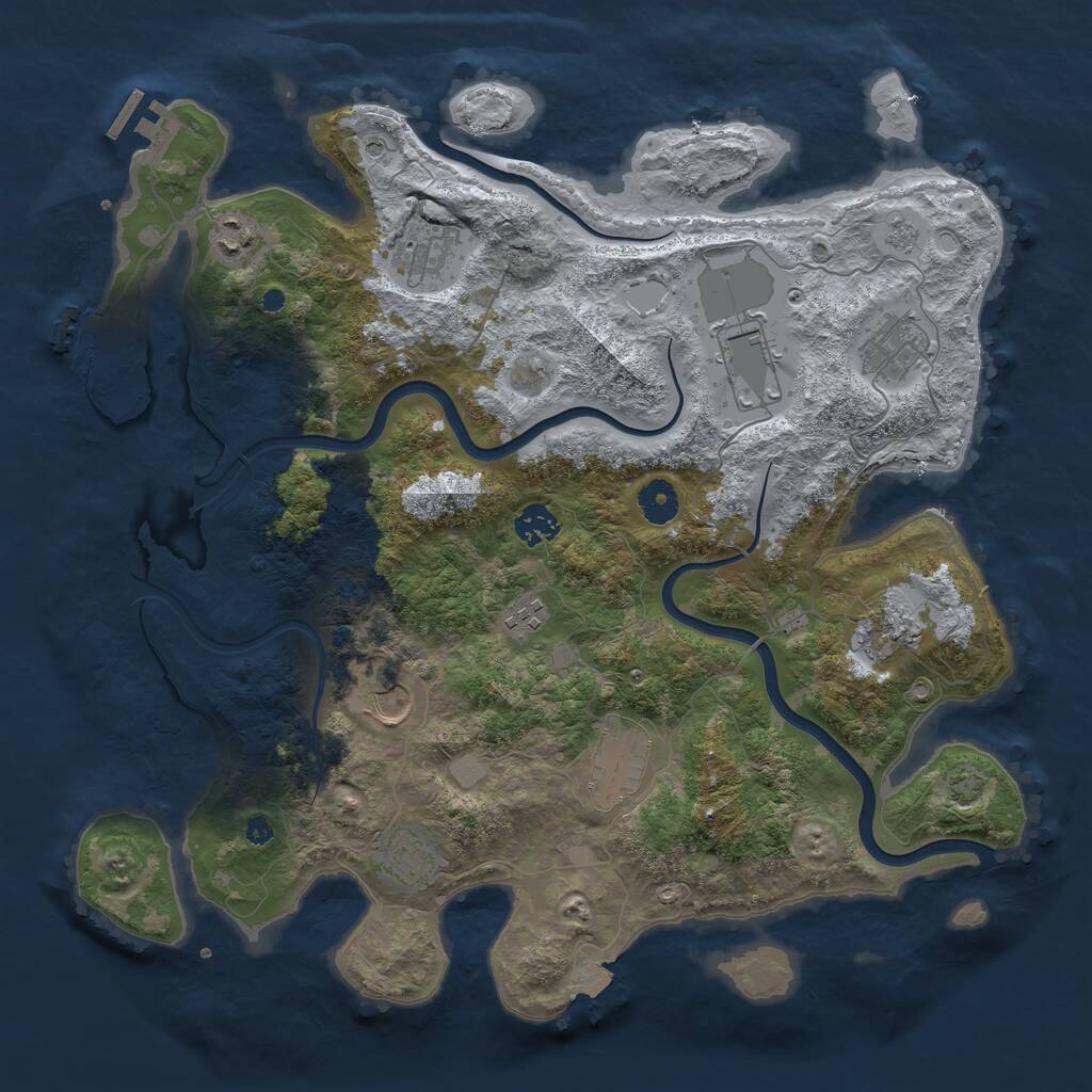 Rust Map: Procedural Map, Size: 3950, Seed: 78513619, 16 Monuments