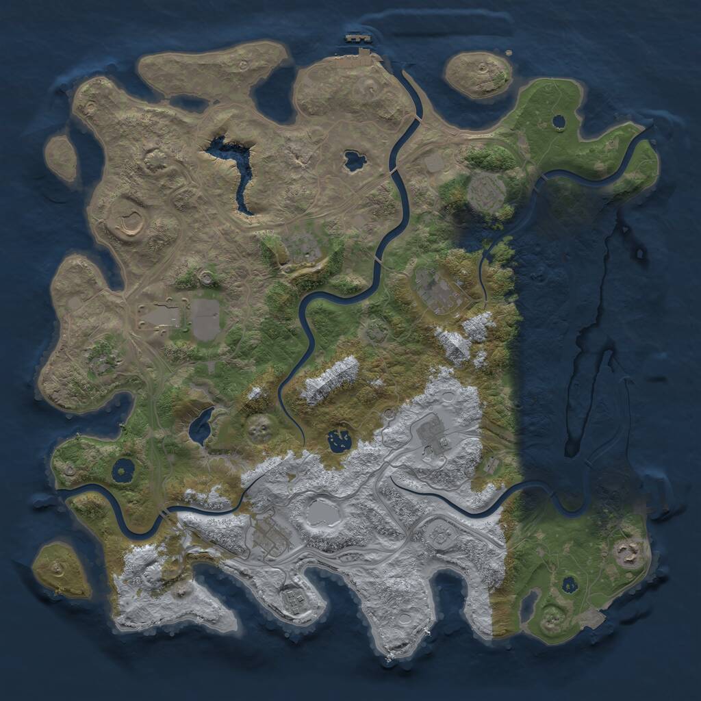 Rust Map: Procedural Map, Size: 4400, Seed: 75458858, 17 Monuments