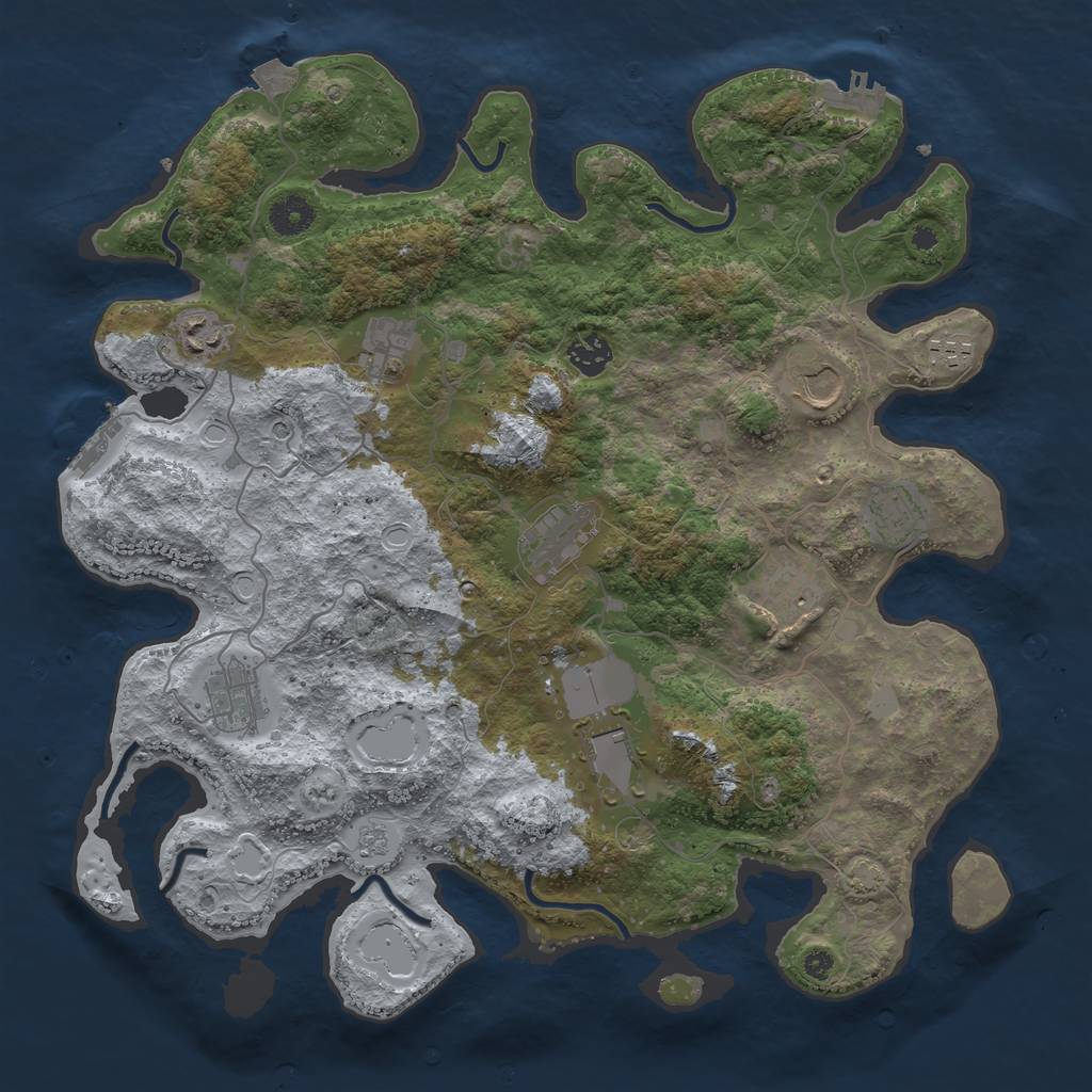 Rust Map: Procedural Map, Size: 3900, Seed: 47251039, 18 Monuments