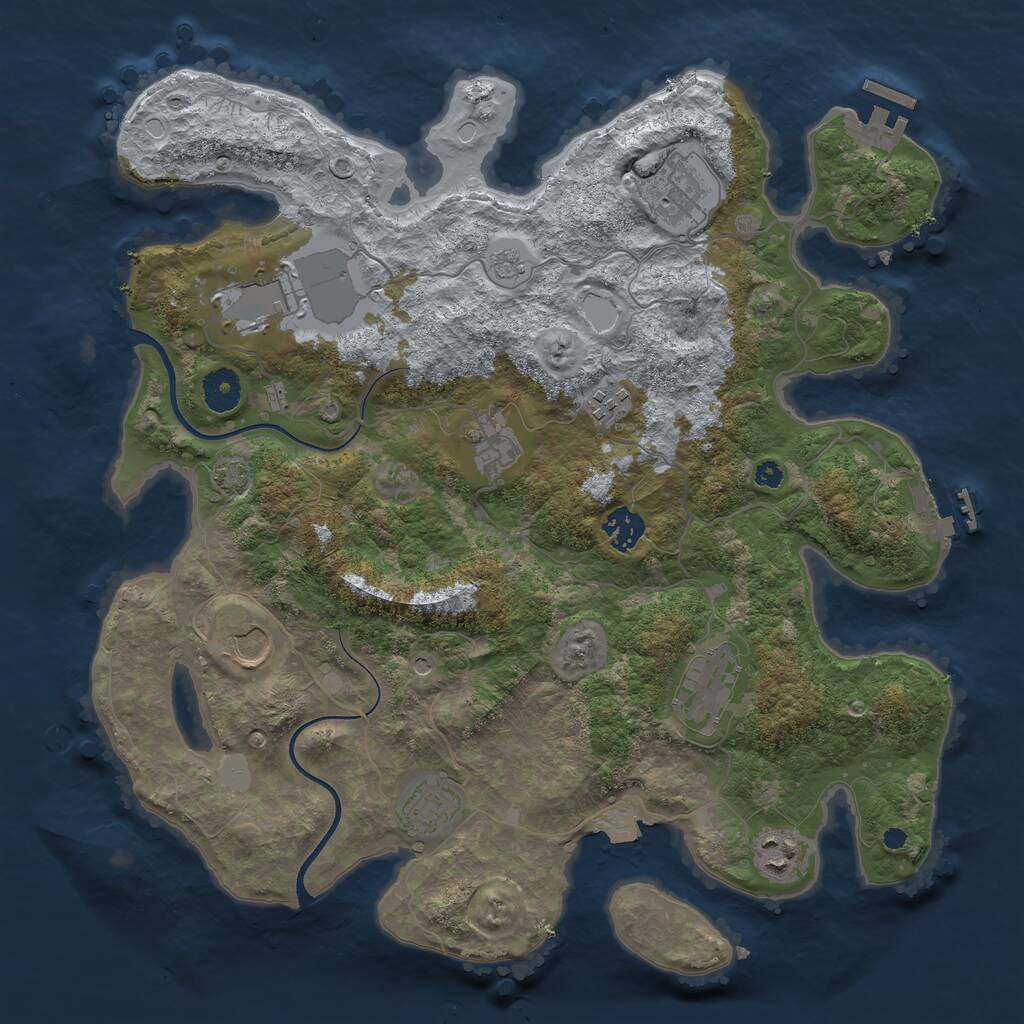 Rust Map: Procedural Map, Size: 3750, Seed: 65027911, 15 Monuments