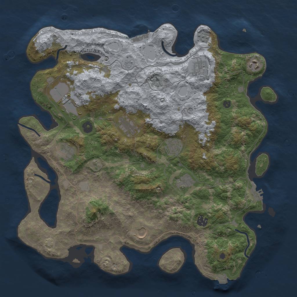 Rust Map: Procedural Map, Size: 4000, Seed: 64572306, 18 Monuments