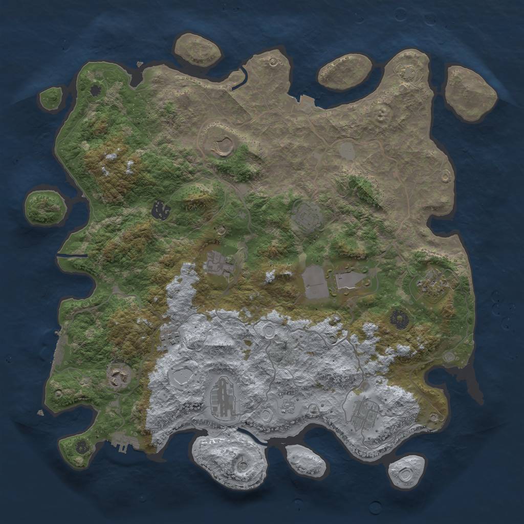 Rust Map: Procedural Map, Size: 4100, Seed: 70028875, 18 Monuments