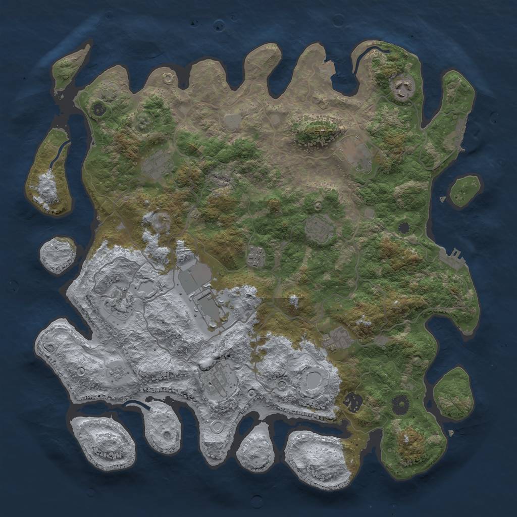Rust Map: Procedural Map, Size: 4100, Seed: 27845206, 18 Monuments