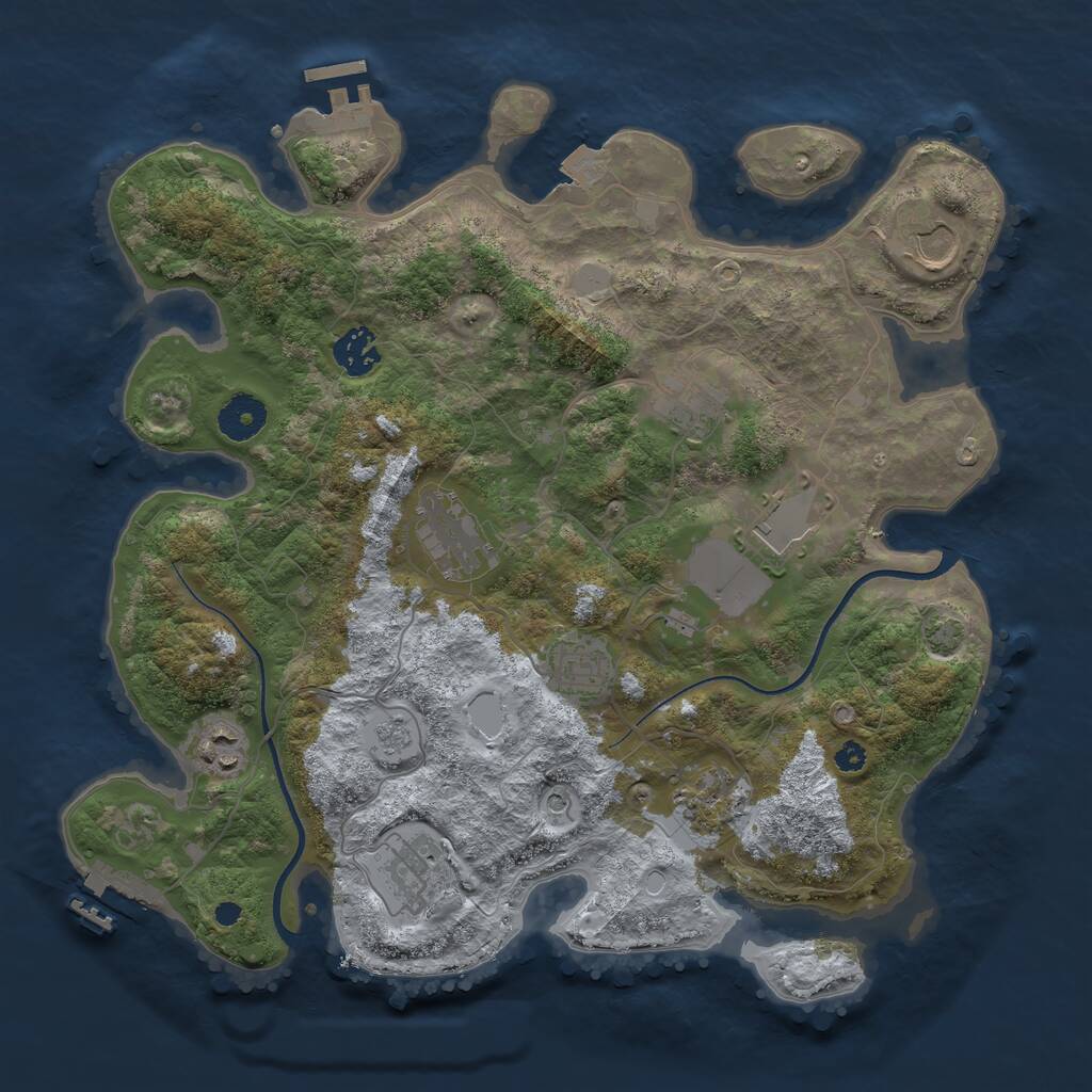 Rust Map: Procedural Map, Size: 3550, Seed: 87722312, 15 Monuments