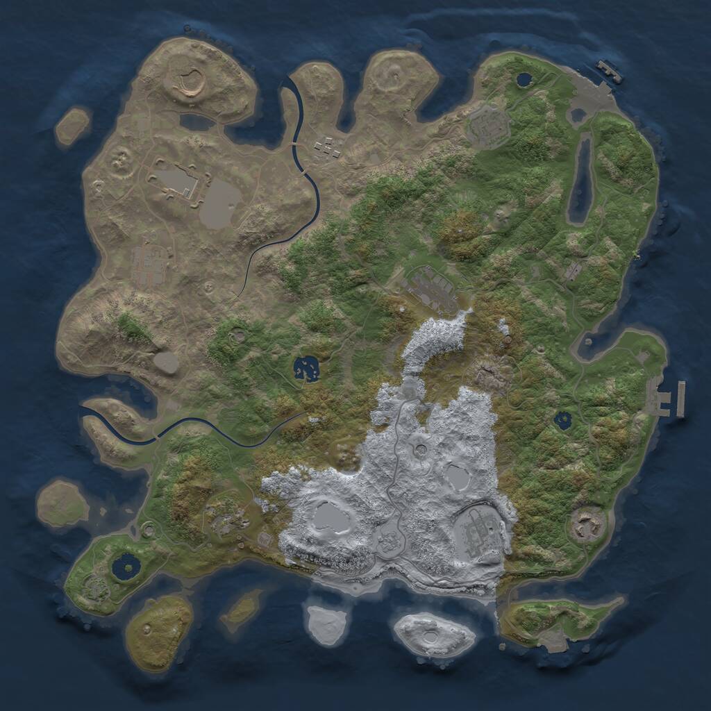 Rust Map: Procedural Map, Size: 3950, Seed: 46425402, 16 Monuments