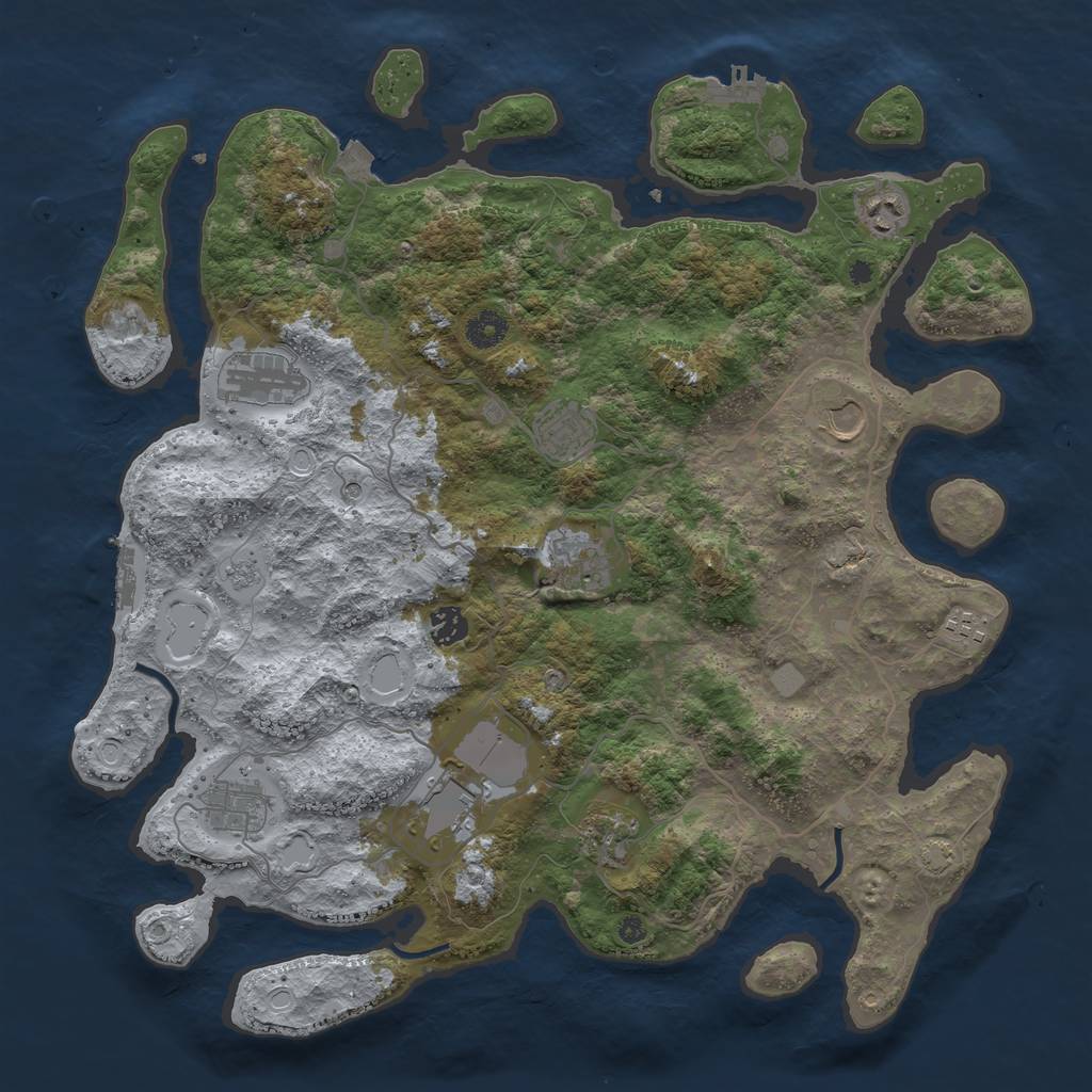 Rust Map: Procedural Map, Size: 4100, Seed: 66345826, 18 Monuments