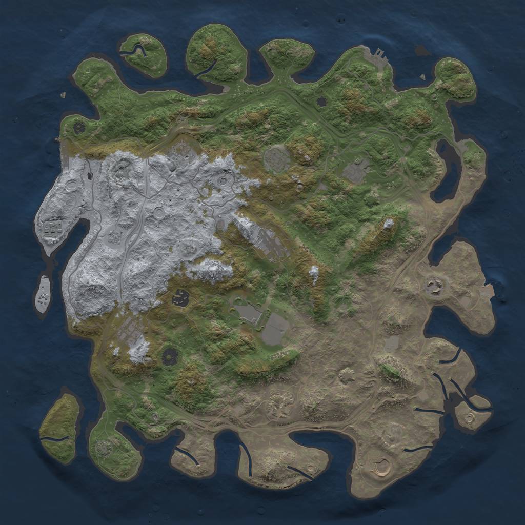 Rust Map: Procedural Map, Size: 4500, Seed: 1443546021, 19 Monuments