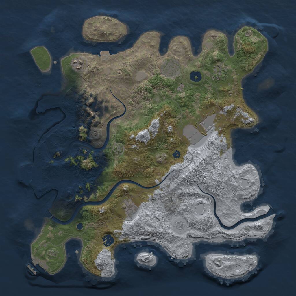 Rust Map: Procedural Map, Size: 3850, Seed: 97470436, 14 Monuments