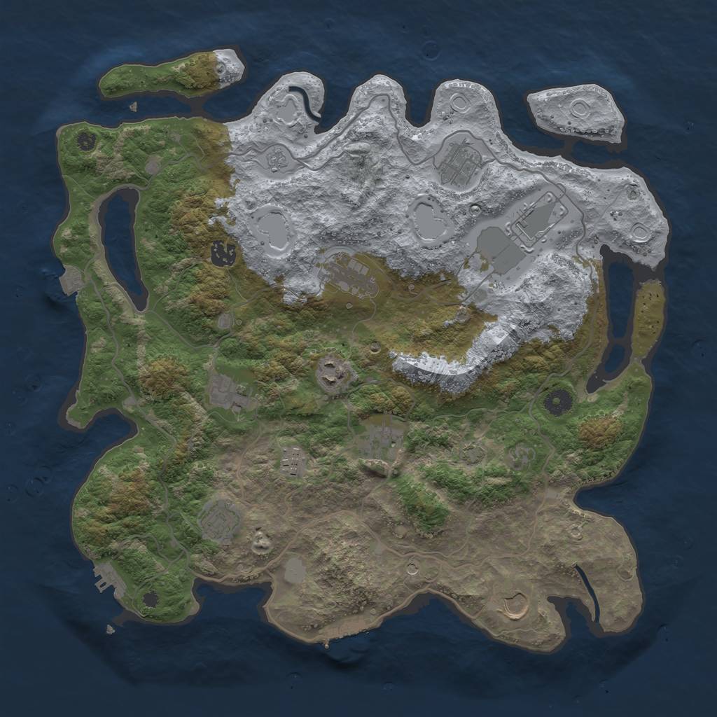 Rust Map: Procedural Map, Size: 4000, Seed: 1061951371, 18 Monuments