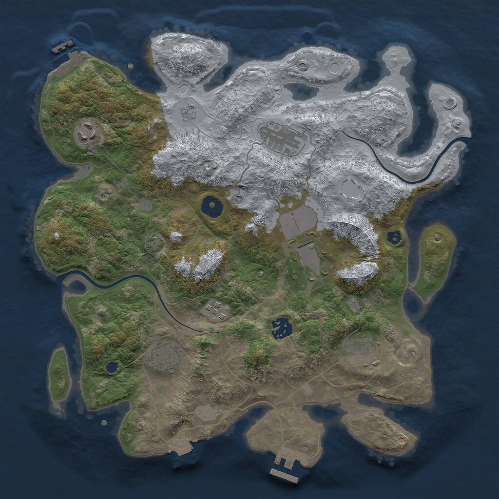 Rust Map: Procedural Map, Size: 3500, Seed: 313437527, 13 Monuments