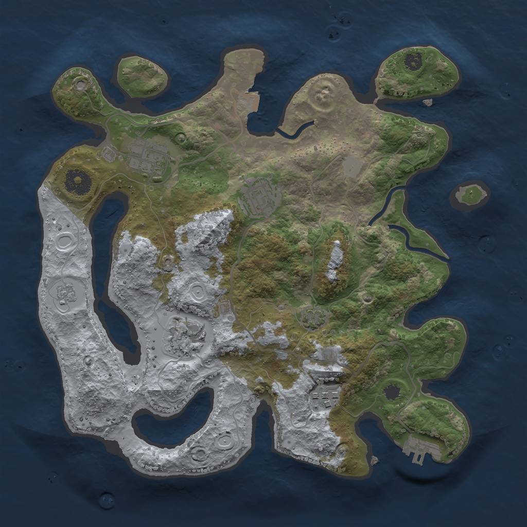 Rust Map: Procedural Map, Size: 3000, Seed: 6038, 10 Monuments