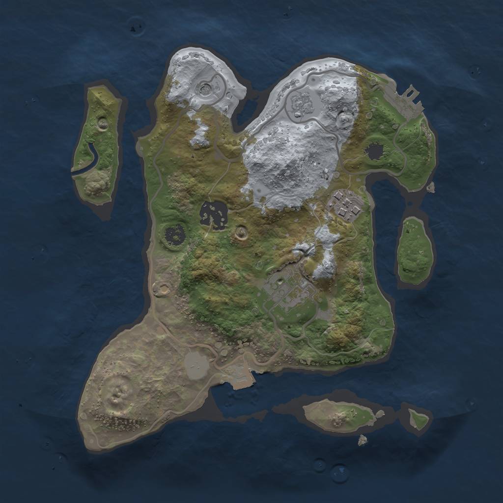 Rust Map: Procedural Map, Size: 2500, Seed: 2041489954, 9 Monuments