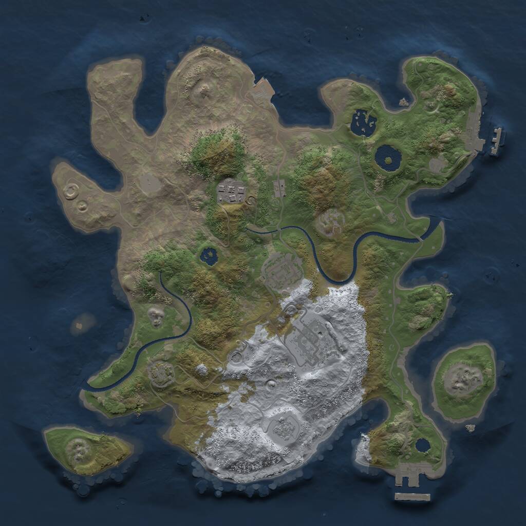 Rust Map: Procedural Map, Size: 3000, Seed: 19561, 10 Monuments
