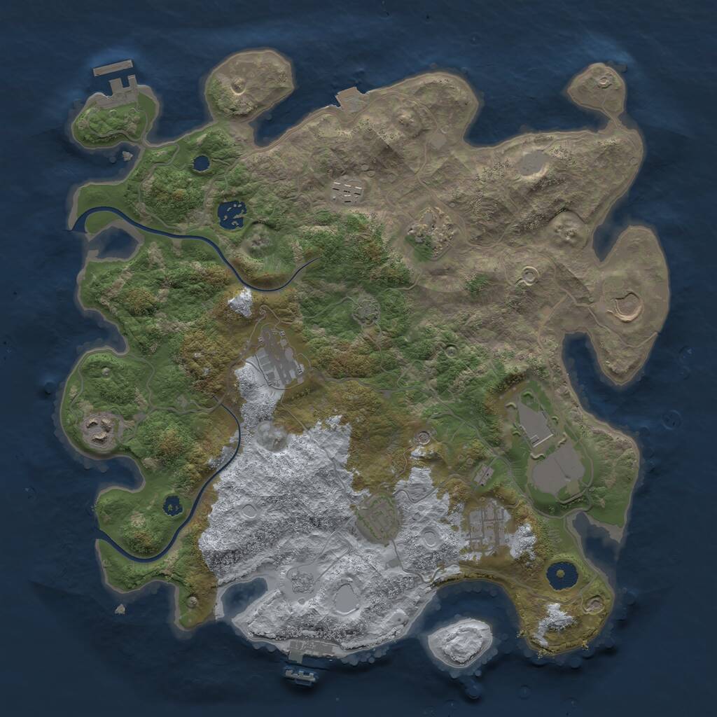 Rust Map: Procedural Map, Size: 3650, Seed: 17766431, 15 Monuments