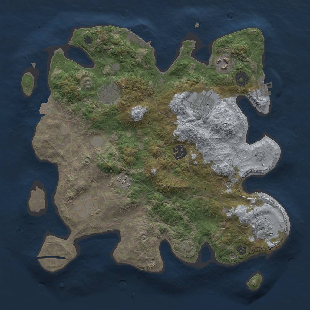 Rust Map: Procedural Map, Size: 3250, Seed: 1840000738, 15 Monuments